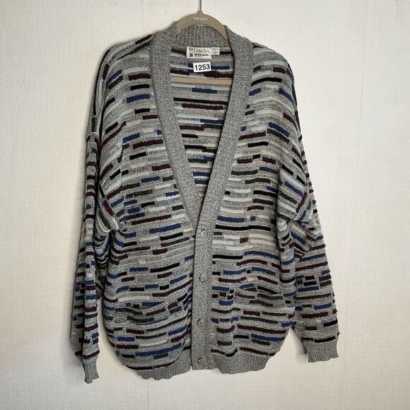 VTG 80's St. Croix Shepards Men Button Front Cosby Style Grandpa Cardigan Size L - Picture 7 of 8
